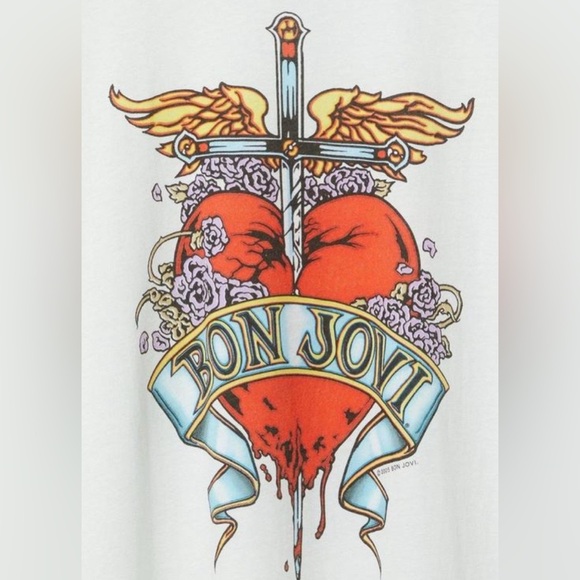 Bon Jovi Relaxed Fit Cotton Boxy Tee Size 2 - Picture 2 of 5